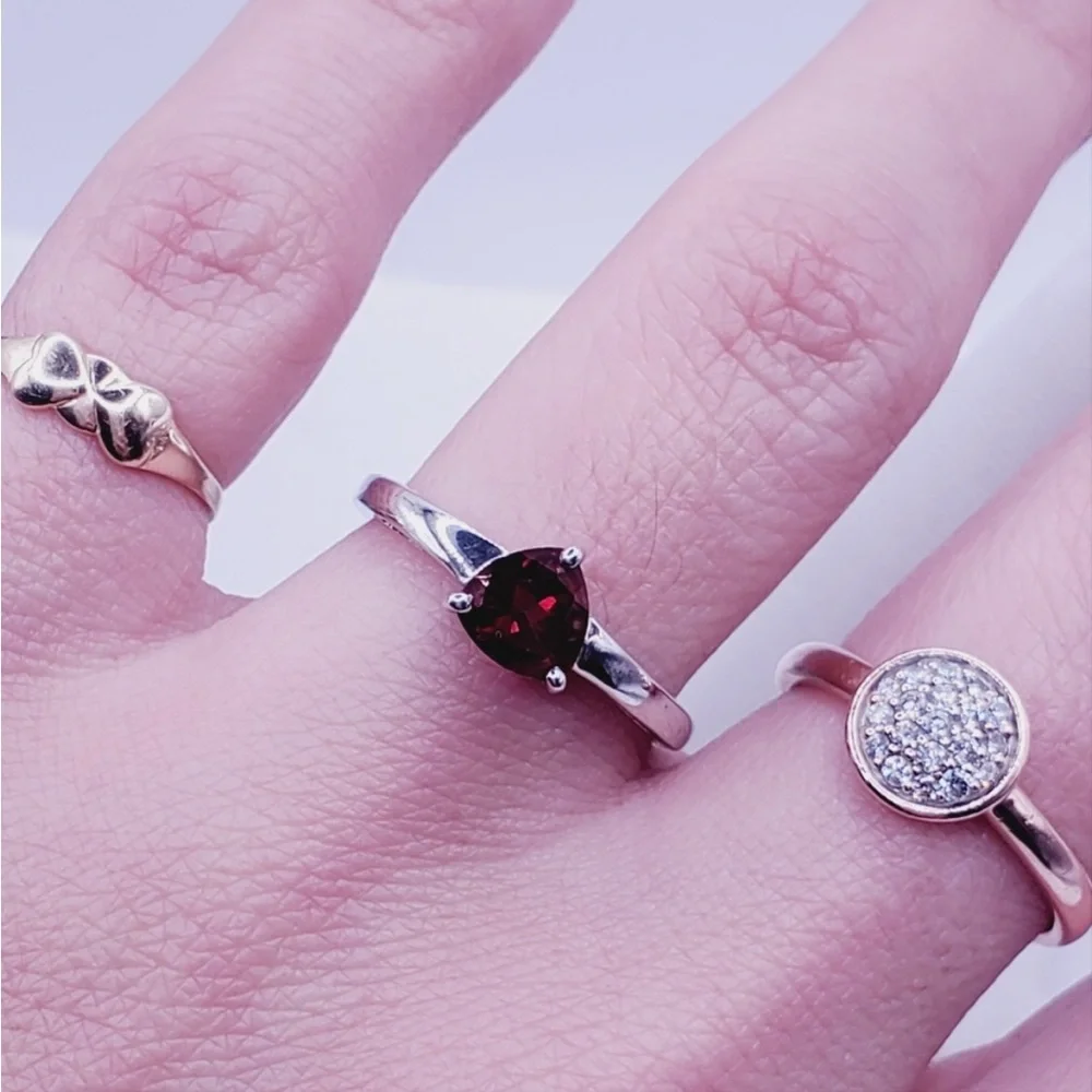 Genuine Red Trillion Ruby 925 Sterling Silver Solitaire Triangle Ring